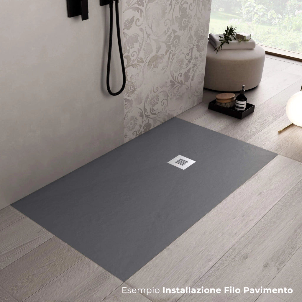Piatto Doccia 80x100 cm in Pietra Bonussi Everest Antracite