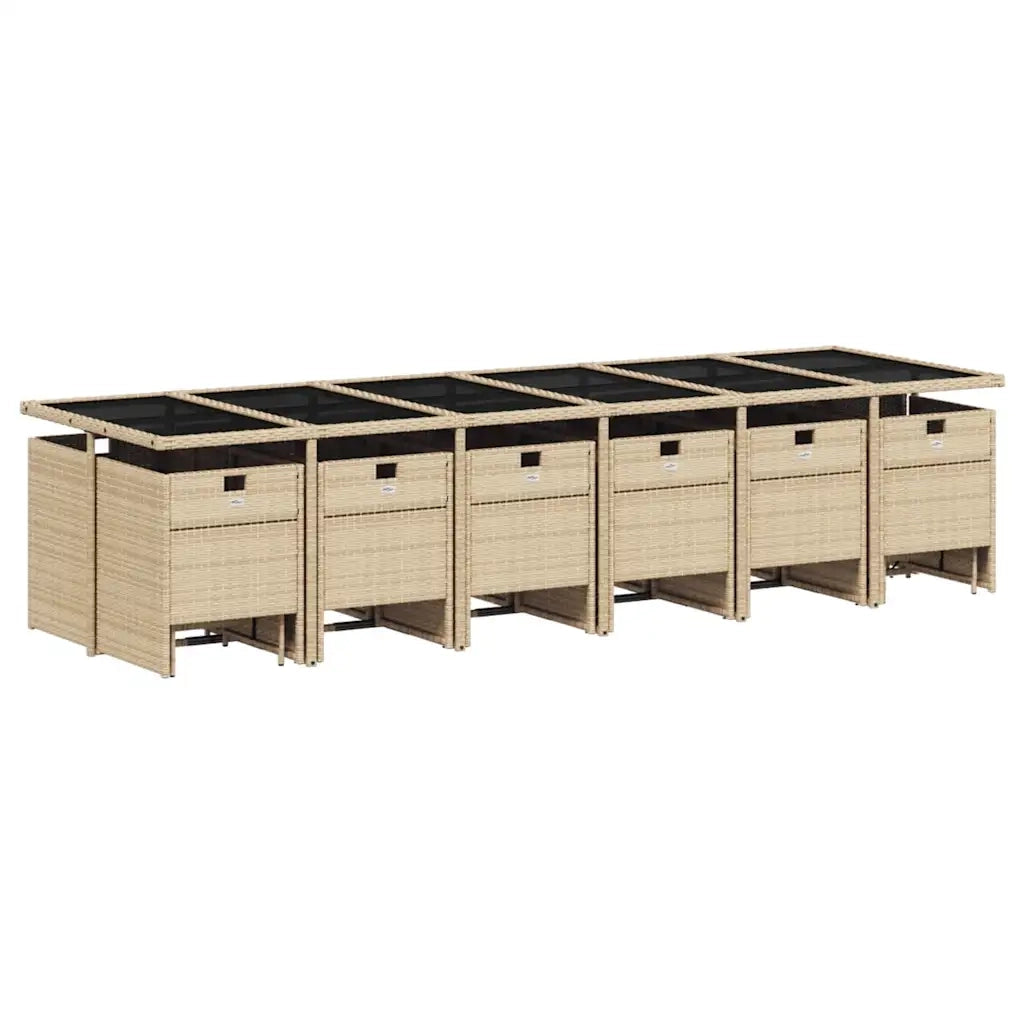 Set Pranzo da Giardino 17 pz con Cuscini Beige Misto Polyrattan 3210648