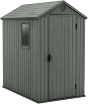 Keter Casetta da Giardino Darwin 4x6, Finitura Effetto Legno, Colore Verde Salvia, 2 m², 125,8x184,5x205H cm
