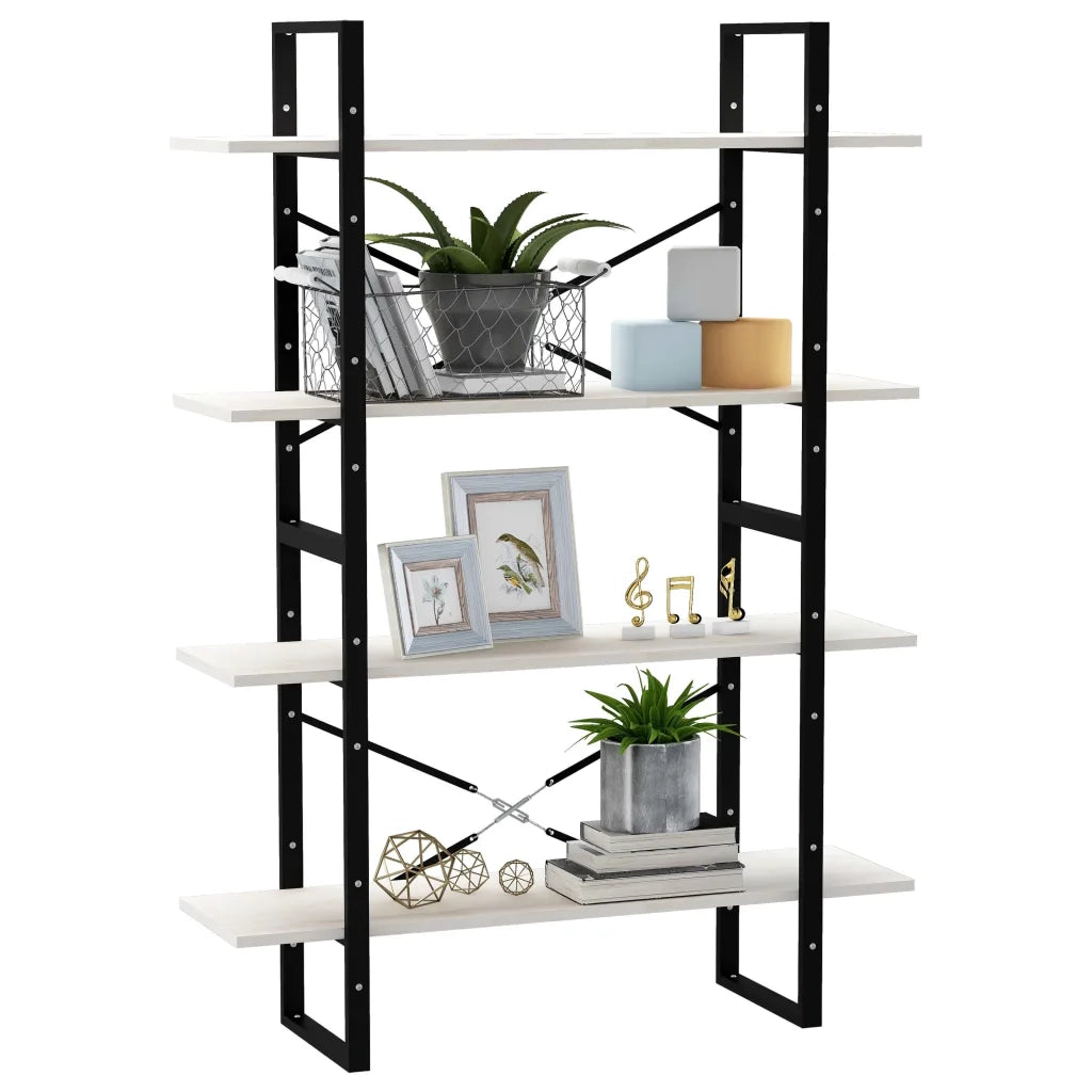 Libreria a 4 Ripiani Bianca 100x30x140 cm in Massello di Pino 806483