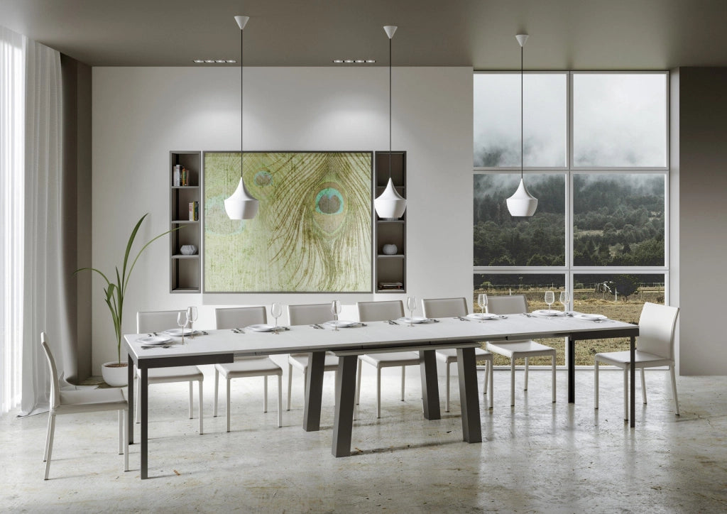 Tavolo Allungabile 160-420x90x77 cm Bridge Evolution Bianco Frassino