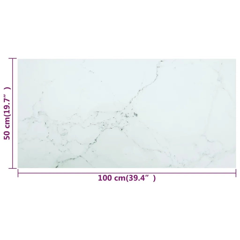 Piano Tavolo Bianco 100x50cm 6 mm Vetro Temperato Aspetto Marmo cod mxl 75503