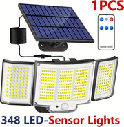 Lampada Solare con Sensore di Movimento - Lampada da Terra con Energie Solare - 348 LED - IP65