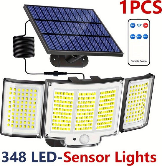Lampada Solare con Sensore di Movimento - Lampada da Terra con Energie Solare - 348 LED - IP65