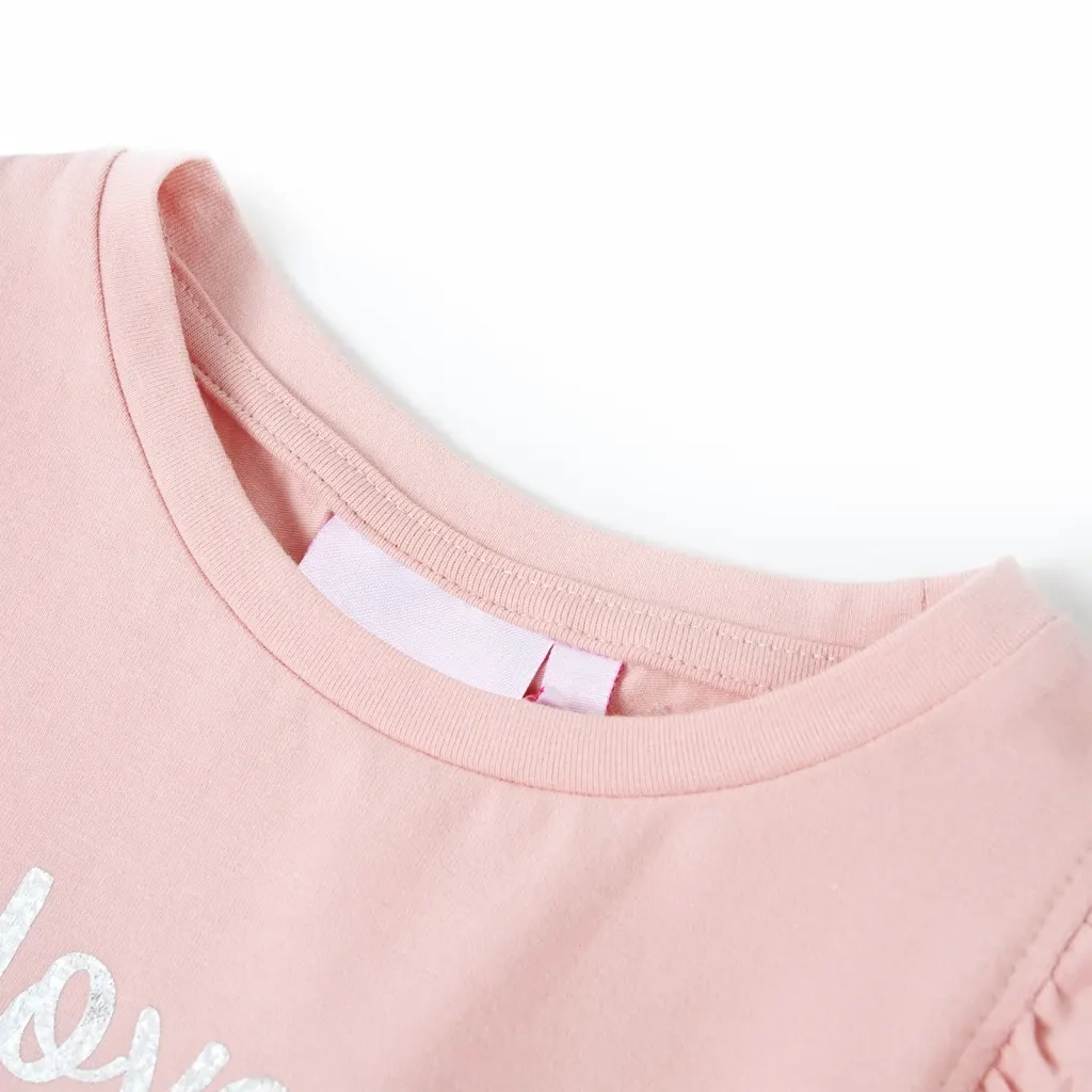 Maglietta da Bambina con Maniche Volant Rosa Chiaro 104cod mxl 109294