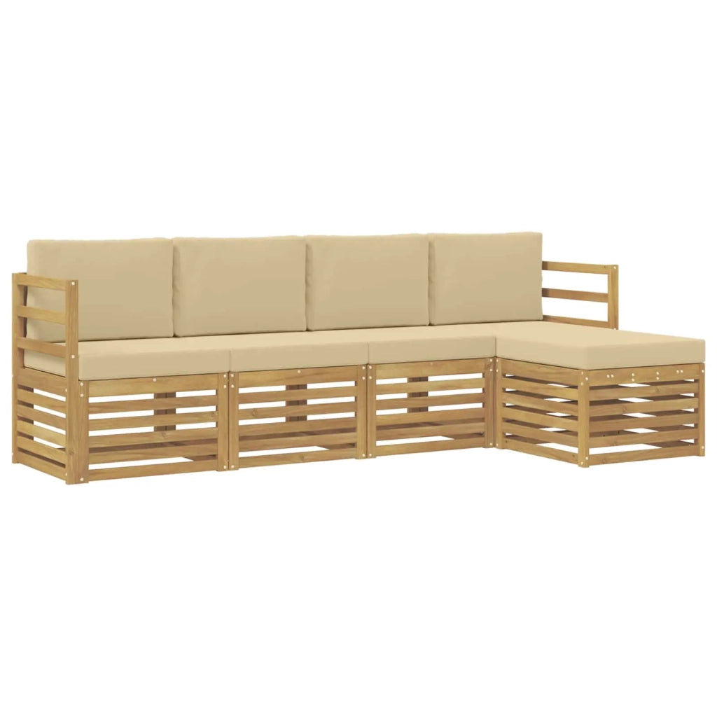 Set di divani da esterno 5 pcs Bianco e Beige Poliestere