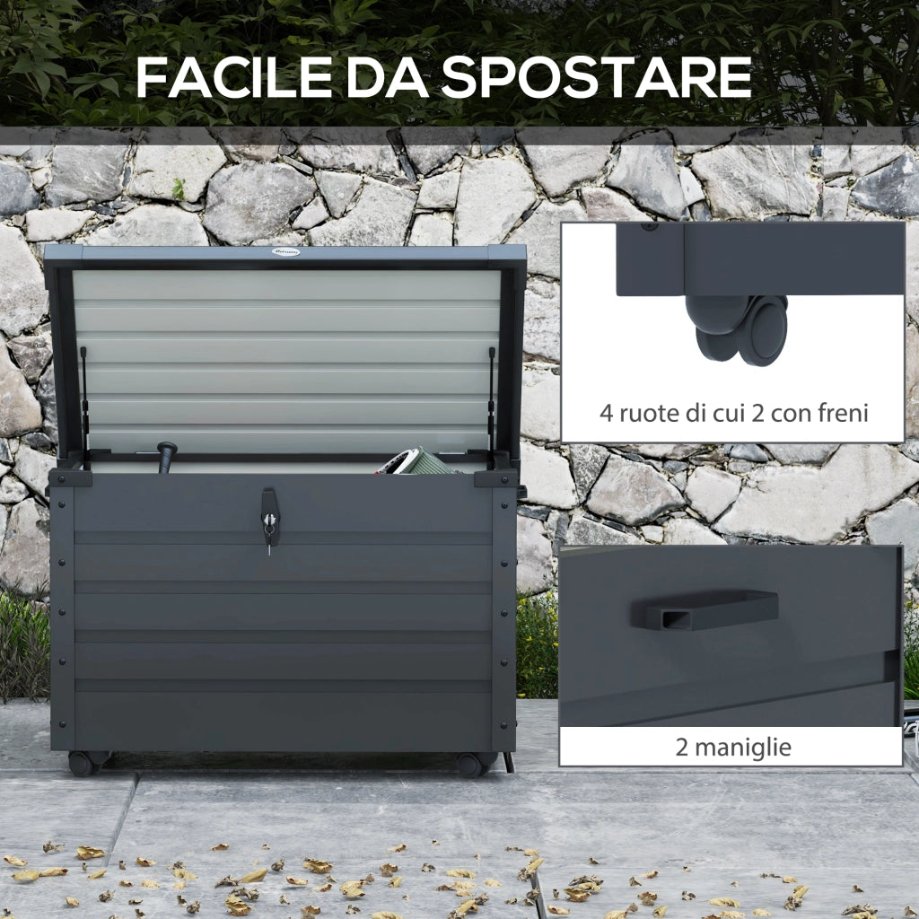 Baule da Giardino ¨C zephmum ¨C Grigio Scuro Acciaio Zincato 100x62x65