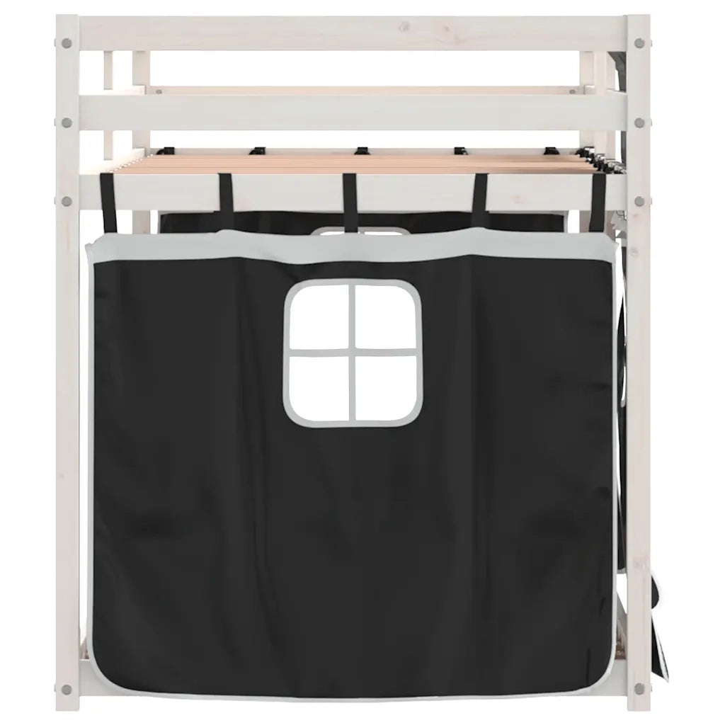 Letto a Castello senza Materasso Bianco e Nero 90x190cm in Pino