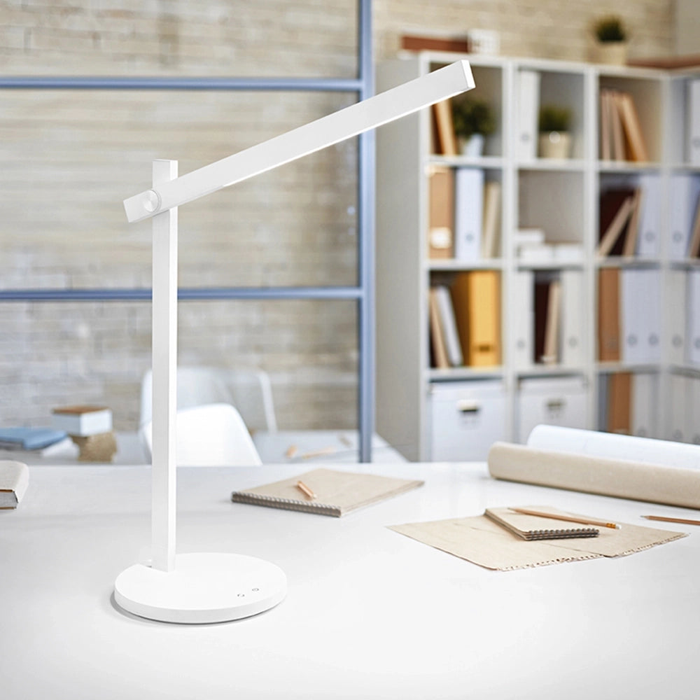 Lampada Da Scrivania Contemporanea Ruler Metallo Bianco Acrilico Led 7W 3000K