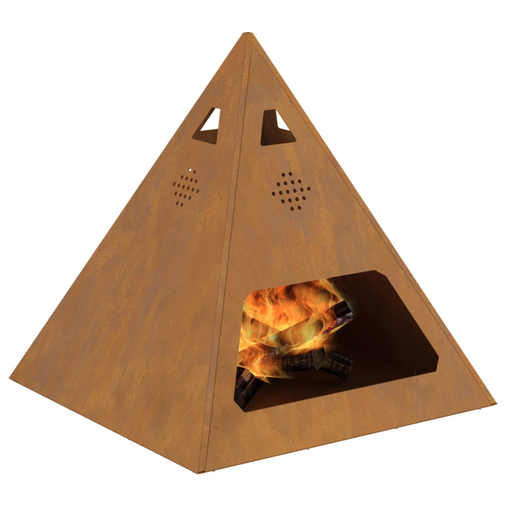 Caminetto a Piramide 50x50x51 cm Acciaio Invecchiato