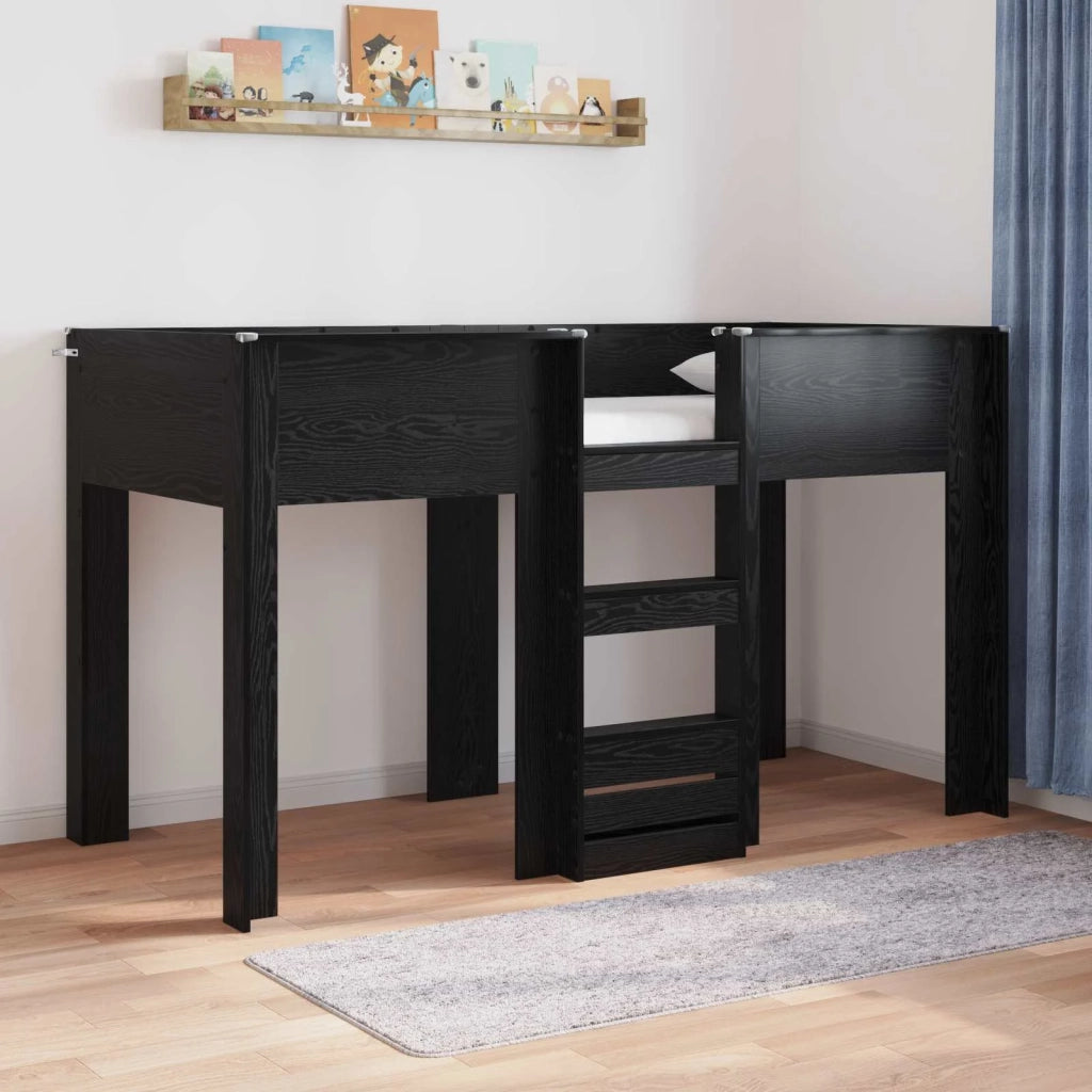 Letto a Castello per Bambini Rovere Nero 75 x 190 cm
