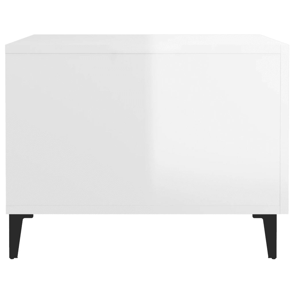 Tavolino salotto | Tavolino da caff¨¨ | Tavolino da Soggiorno con Gambe in Metallo Bianco Lucido 50x50x40cm