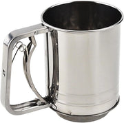Siftatore per farina - Siftatore zucchero in polvere - Siftatore ingredienti per la preparazione - Sette - Meccanismo a doppia lamina - 15 x 13 cm - Argento
