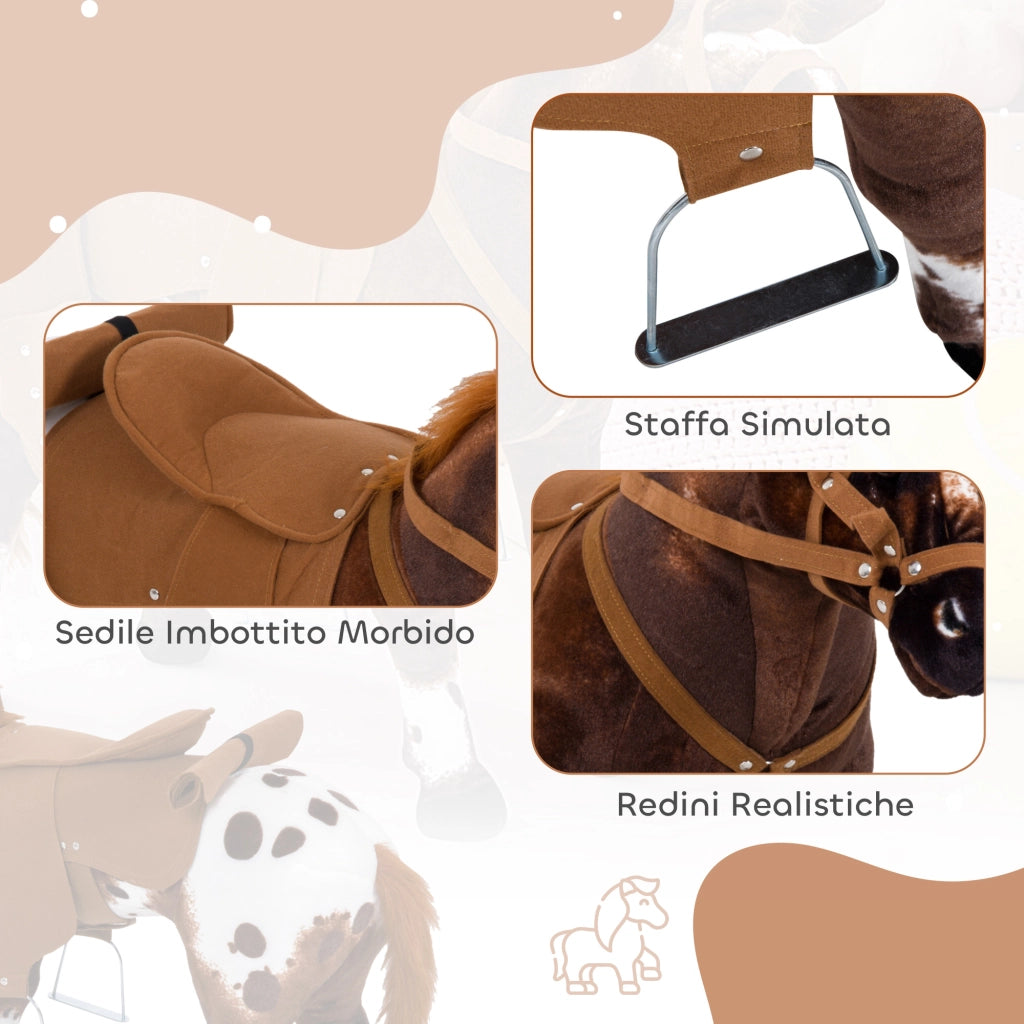 Cavallo a Dondolo per Bambini con Sella ¨C zephmum ¨C Marrone 85x28x60 cm