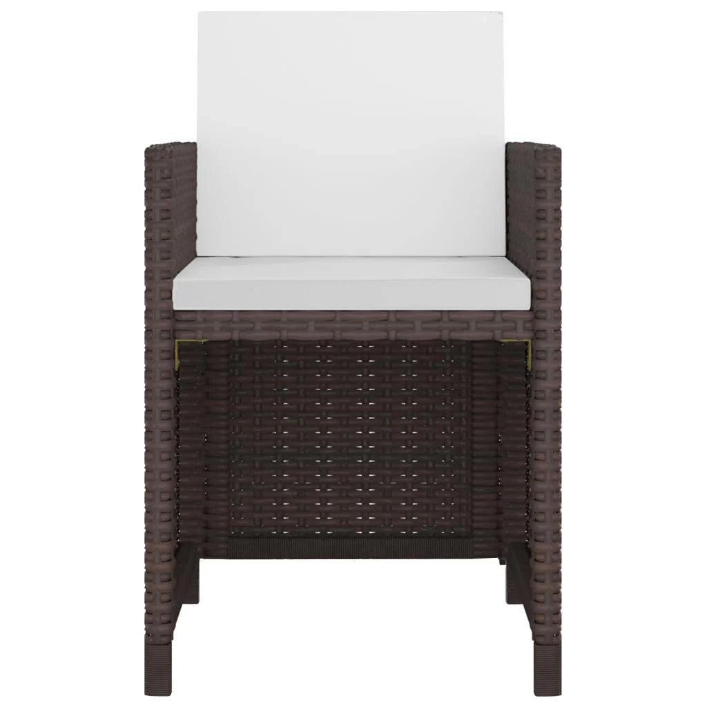 Set di mobili da giardino mobili da esterno 11 pezzi con cuscini resina intrecciata marrone 02_0015430
