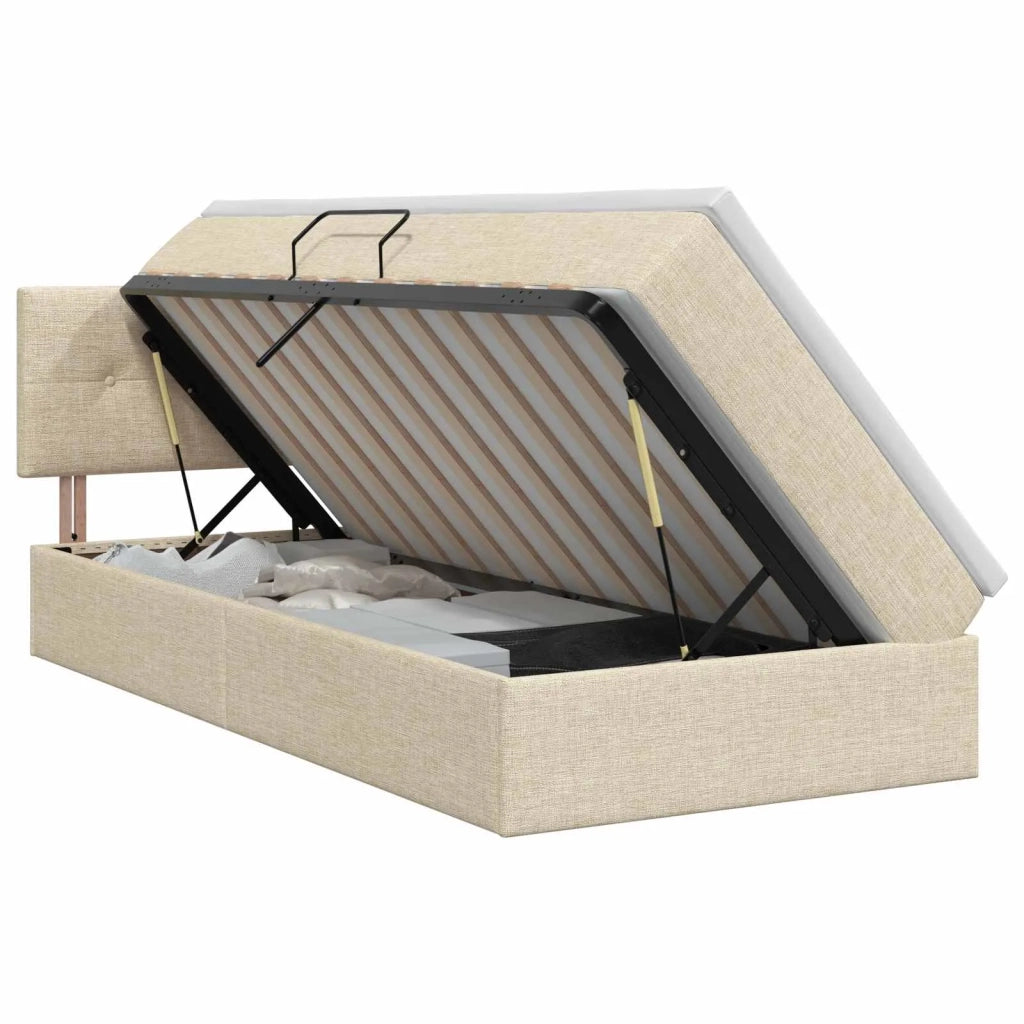 Letto con contenitore e materasso Crema 100 x 200 cm Velluto 3458605