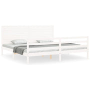 Letto matrimoniale | Letto per adulti | Giroletto con Testiera Bianco 200x200 cm in Legno Massello