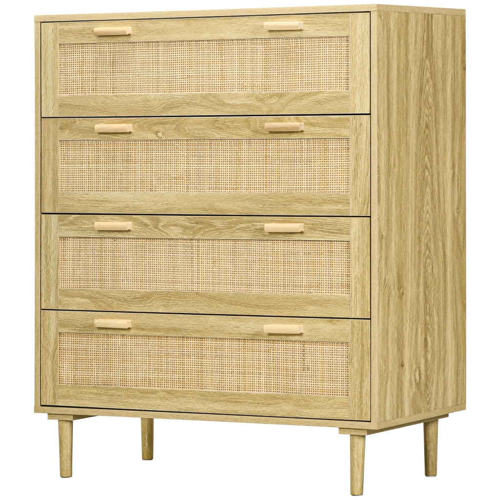 Cassettiera 4 Cassetti ¨C Zephmum ¨C 90x45x108,5 cm Legno Effetto Naturale