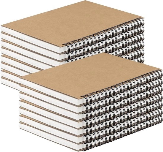 Blocchi di disegno A5 a spirale 15 pezzi, 30 fogli, 60 pagine, 160 gsm, kraft, bianco, per disegnare e scrivere