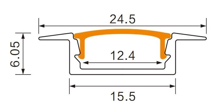 Profilo LED incasso P02 nero diffusore opale 2m Ecolight