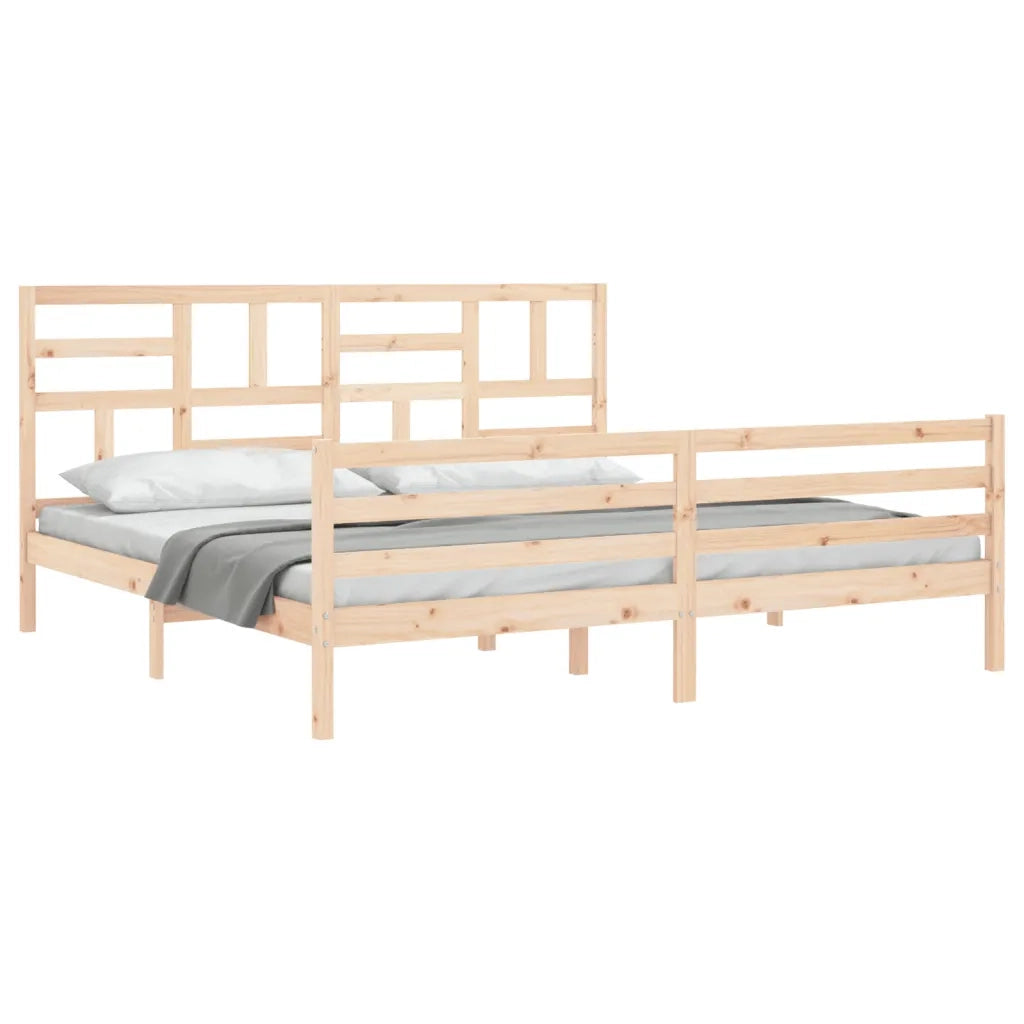 Giroletto con Testiera Super King Size-Struttura Letto in Legno Massello 855128