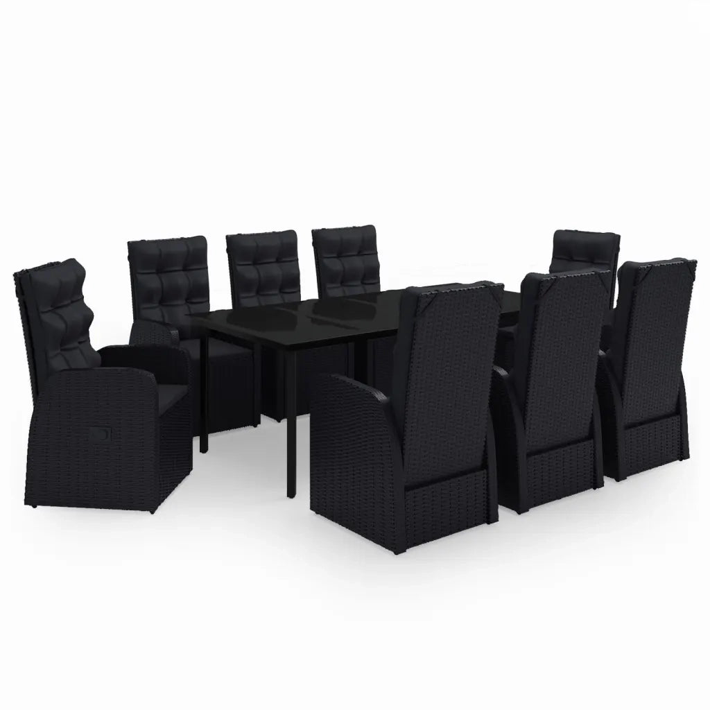 Set Mobili da Pranzo da Giardino 9 pz con Cuscini Nero cod mxl 41912