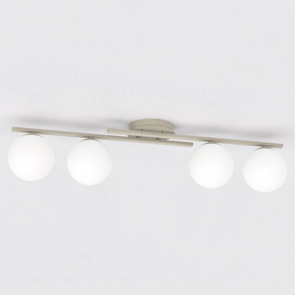 Lampada a sospensione KAIRO in acciaio beige e vetro opalino