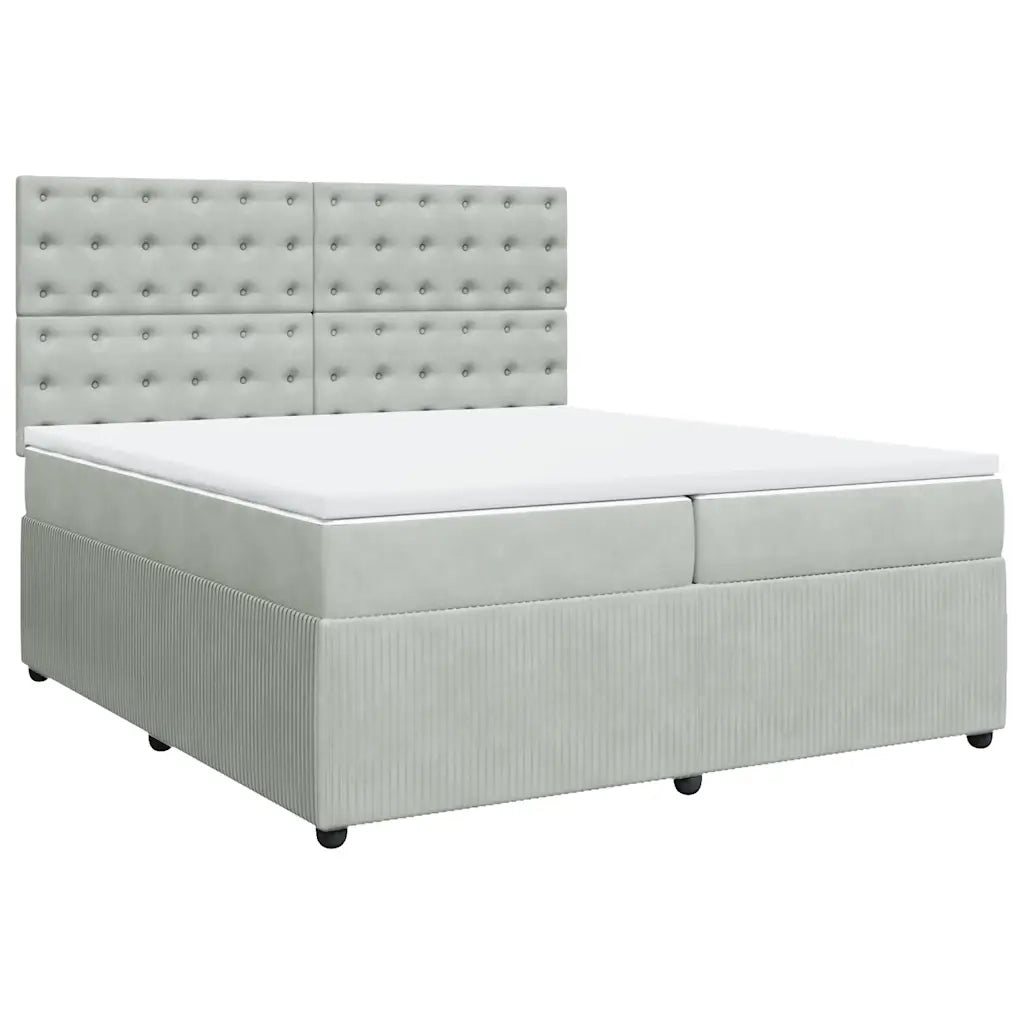 Giroletto a Molle con Materasso Grigio Chiaro 200x200cm Velluto 3294742