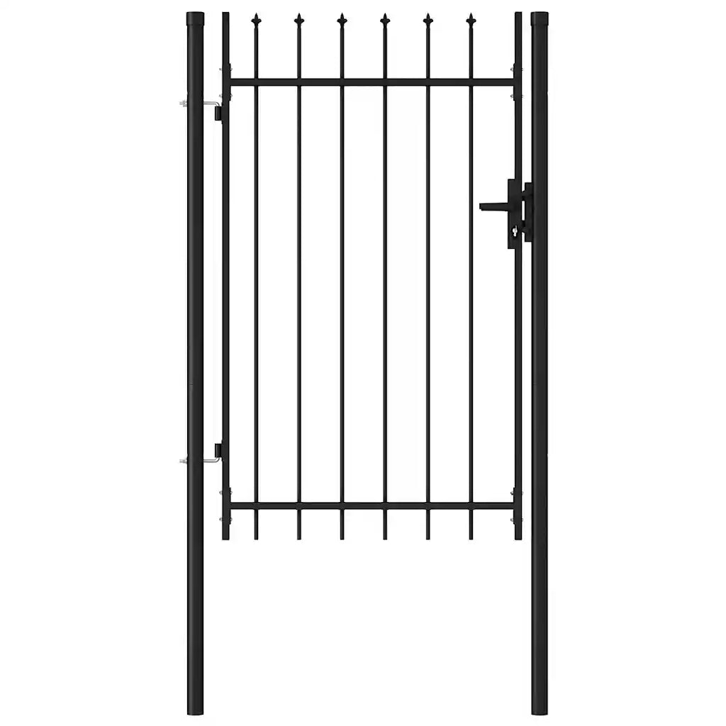 Cancello per recinzione Boxtel porta singola con punta in acciaio 1x1,5 m Nero 146034