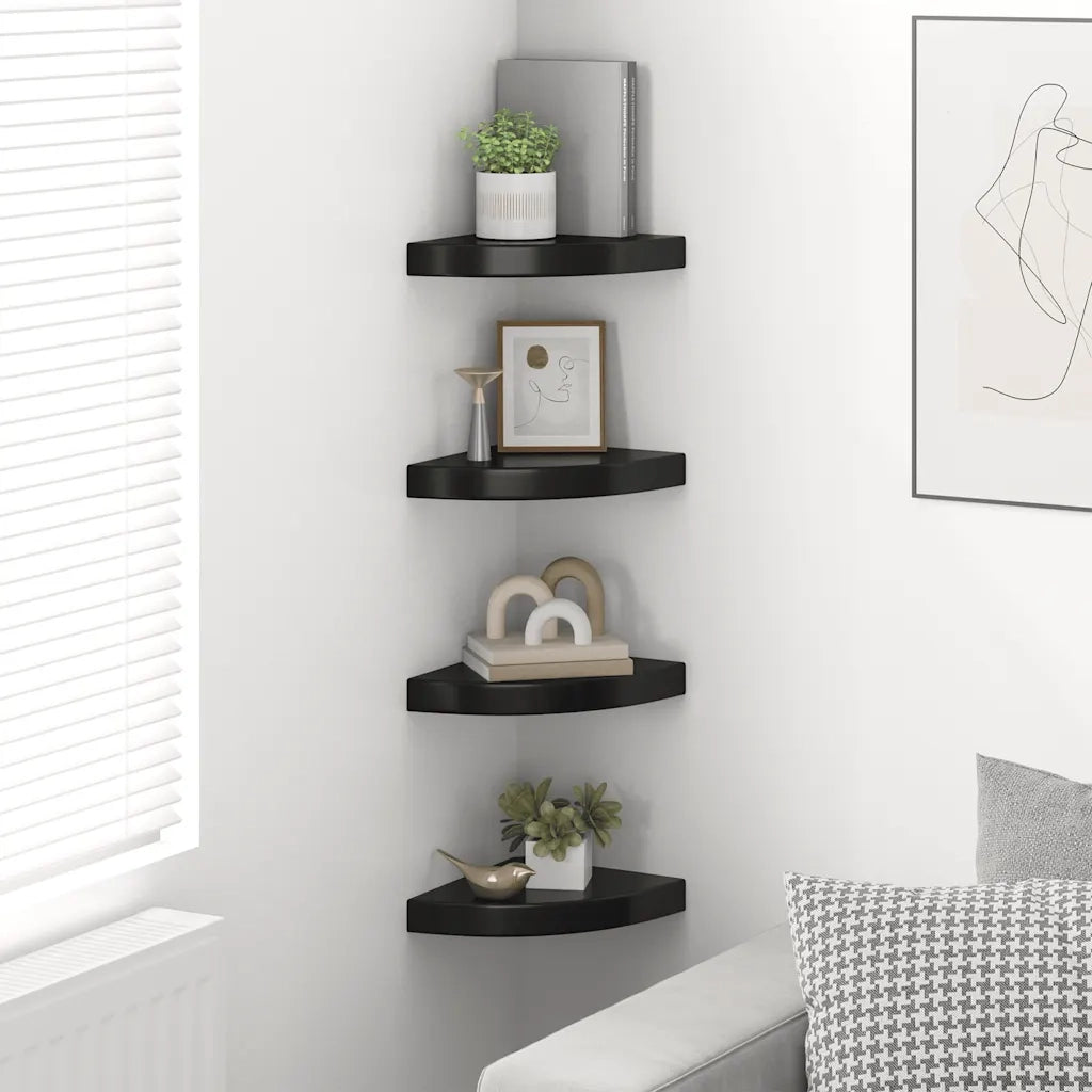 4 pz Mensola Shelves High Gloss Black 25x25x3,8 cm MDF