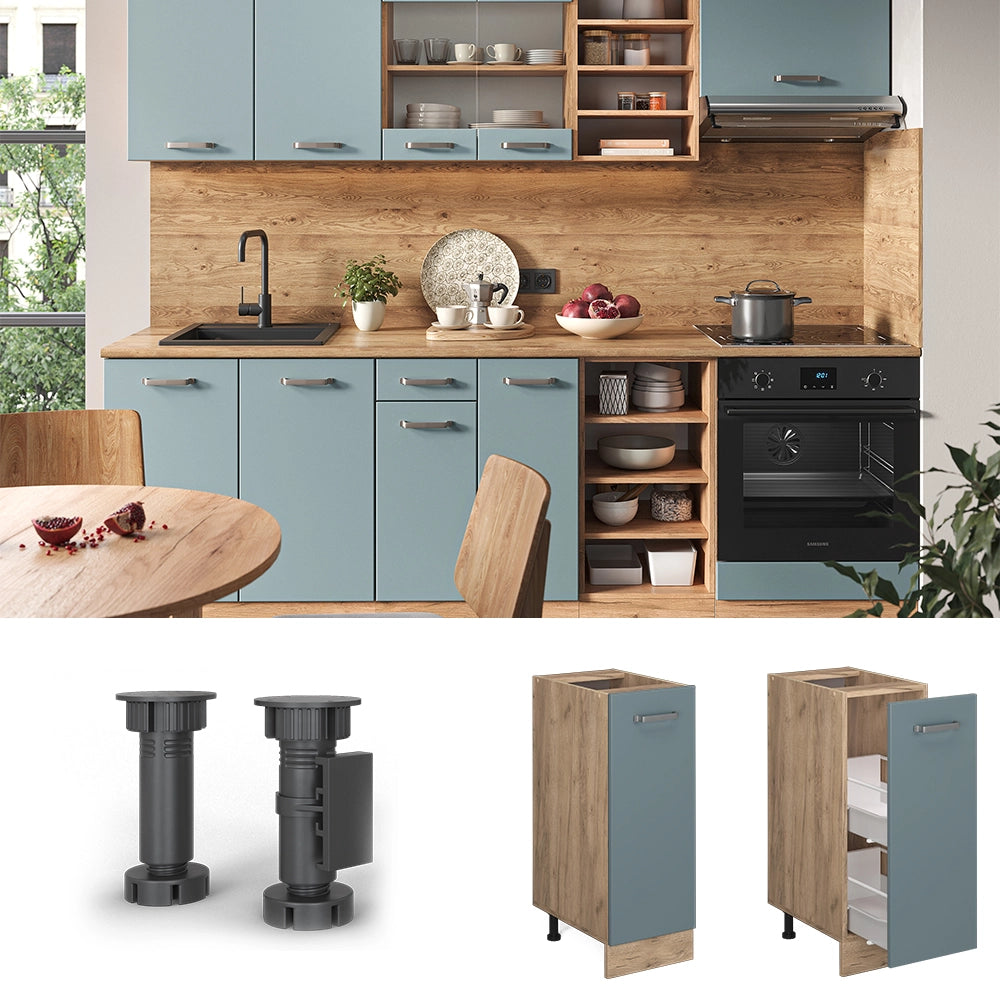 Vicco Armadio cucina dispensa alto Grigio-blu 30 cm PL Marmo