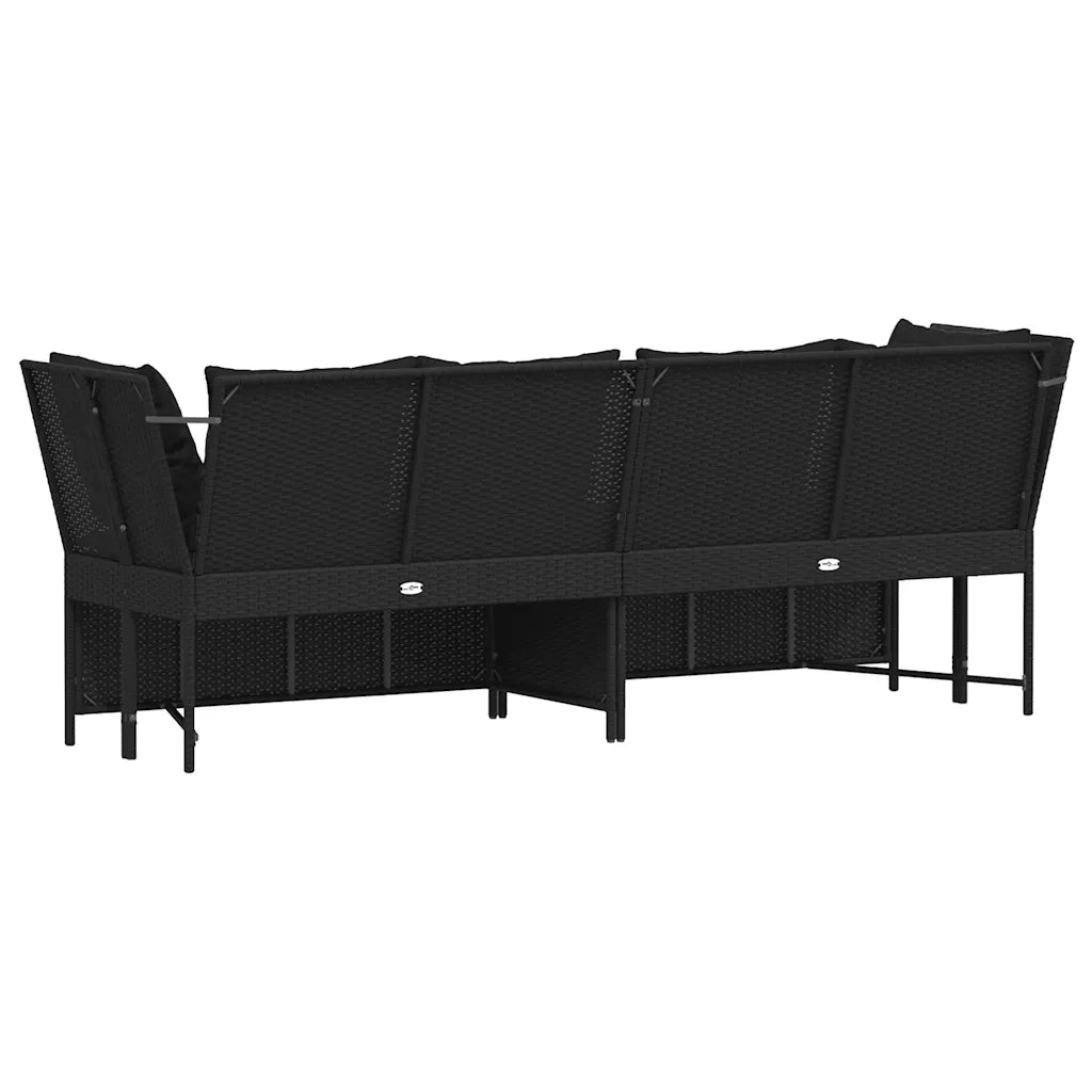 vidaXL Divano da Giardino con Cuscini in Polyrattan Nero