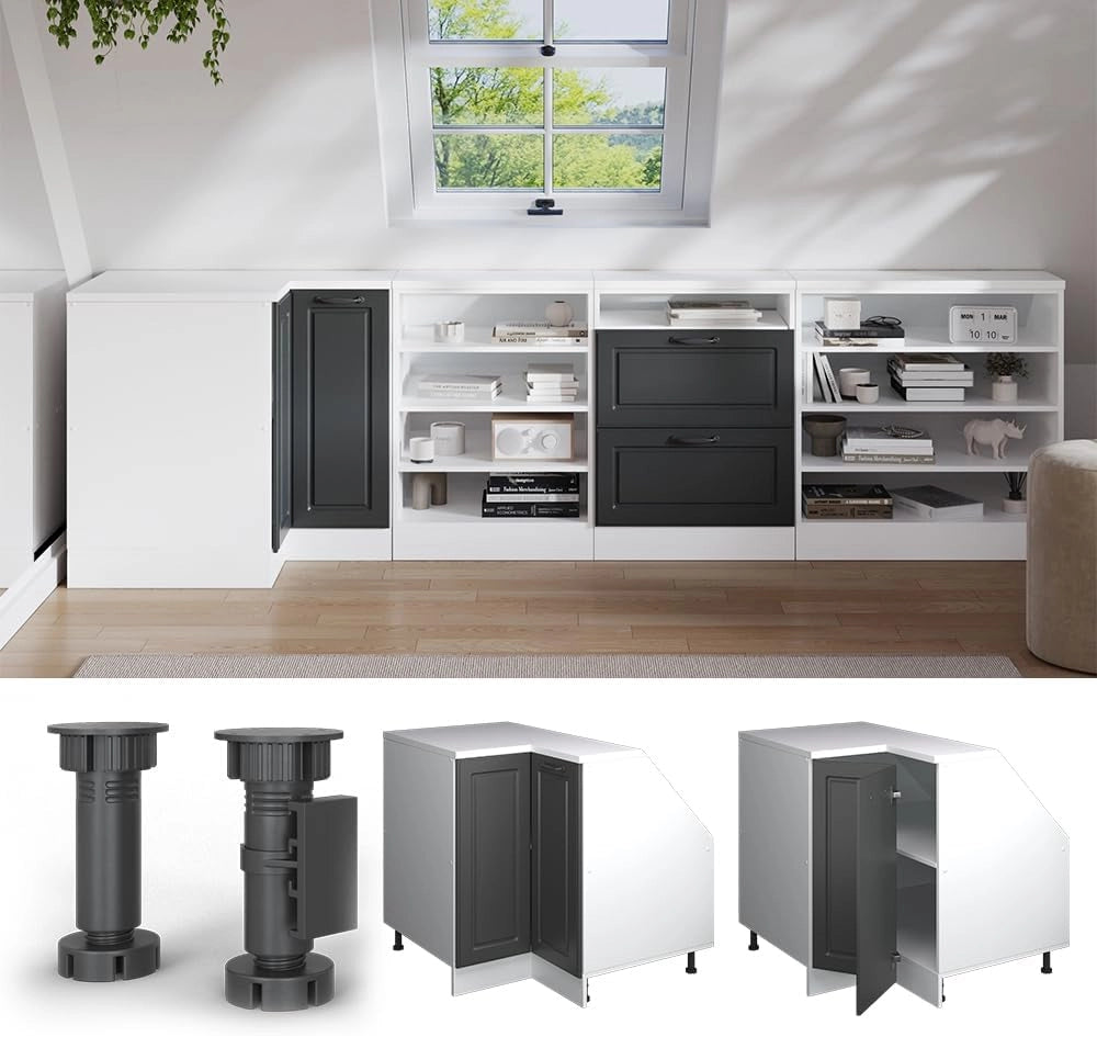 Mobile sottotetto Mobile angolare Rion, Antracite casa di campagna, 75.6 x 81.6 cm con 1 porta, carcassa dell’armadio profondità 60 cm, adatto per il salvaspazio sotto tetti spioventi