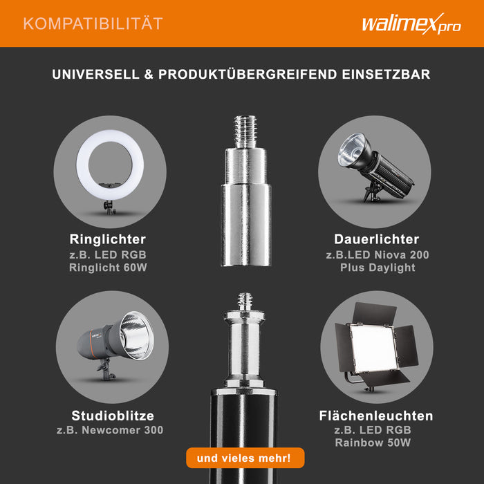 Set 3 stativi per luci WT-806 altezza fino a 256 cm max 6 kg, Cavalletto fotografico per faretti flash e ring light, con adattatore 3/8" e borsa, per foto e video
