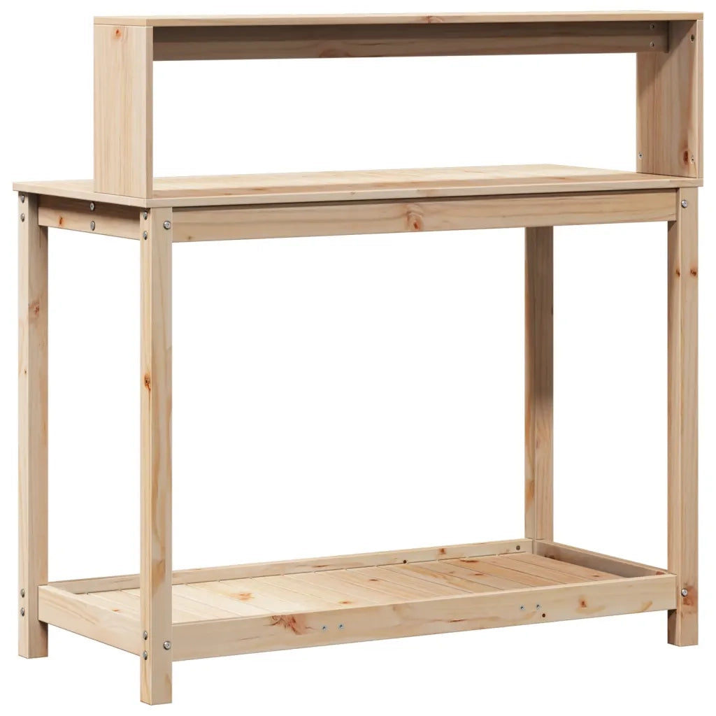 Tavolo Invaso con Ripiani-Tavolo da Lavoro con Ripiani 108x50x109,5 cm Legno Massello Pino
