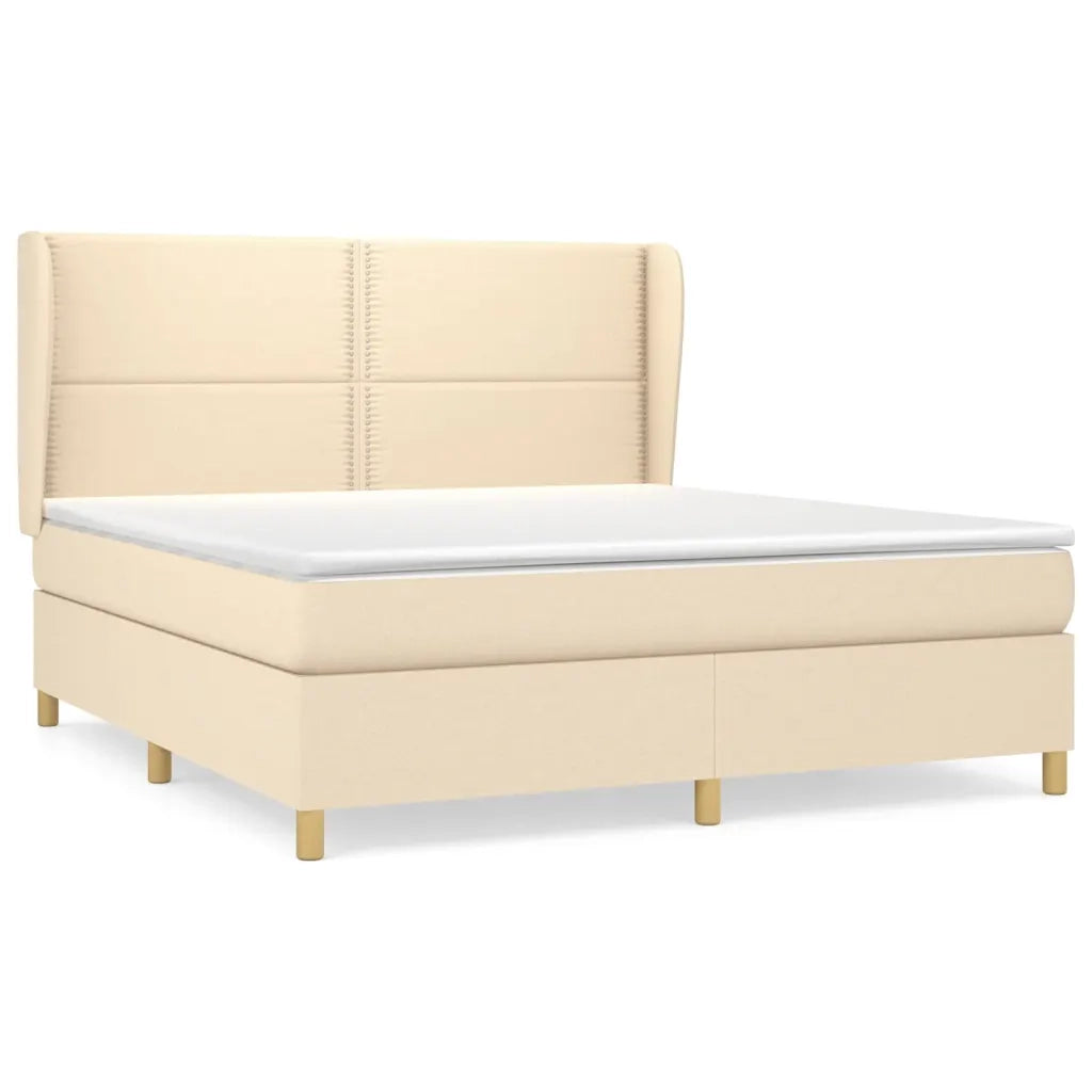Giroletto a Molle con Materasso Crema 180x200 cm in Tessuto 3128466