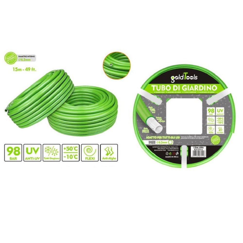 Trade Shop - Tubo Per Giardino Irrigazione In Pvc Verde Pompa Acqua 15 Mt 49ft ø 6.5mm 57512 -