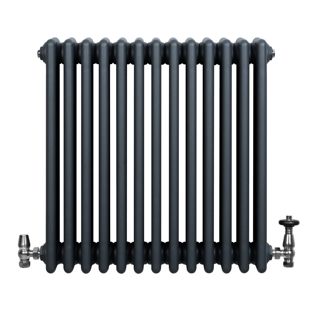 Radiatore Tradizionale 4 Colonne Orizzontale Antracite & Valvole 600 x 605 mm