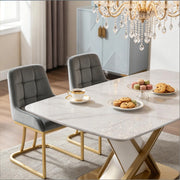Sedie da pranzo set da 2 imbottite con schienale ergonomico e piedini regolabili in velluto metallo grigio scuro