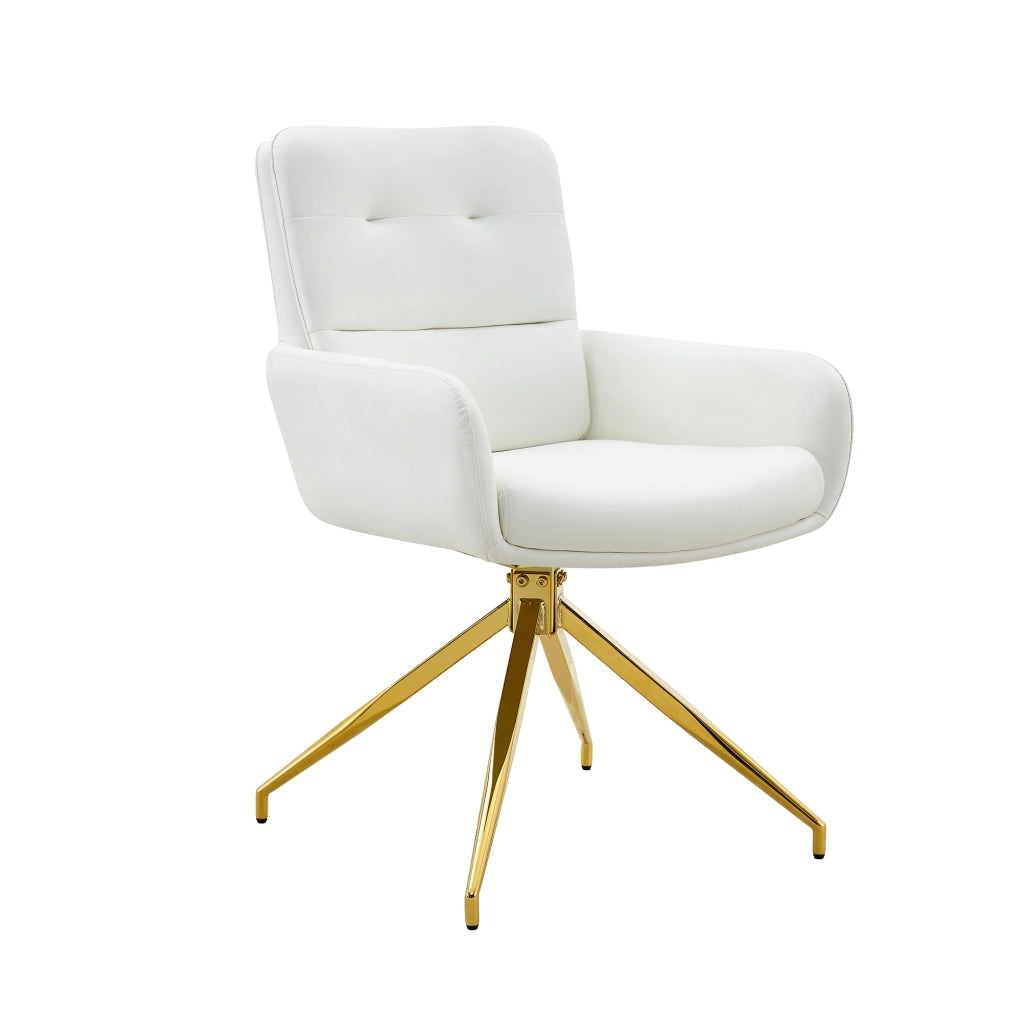Poltrona Girevole Design ¨C MINIMAL ¨C Bianco, Gambe Dorate, Set 2