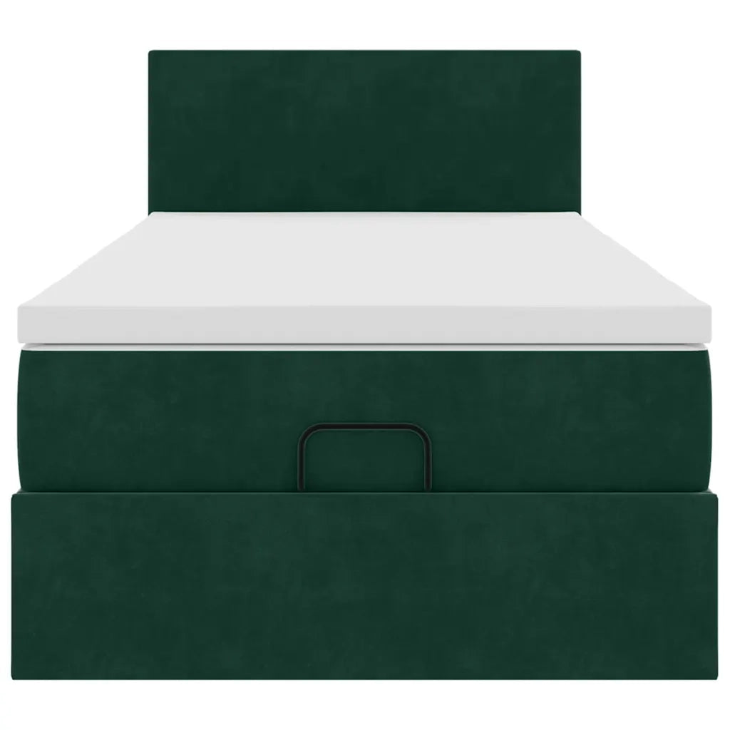 Pouf Letto con Materasso Verde Scuro 120x190 cm Velluto
