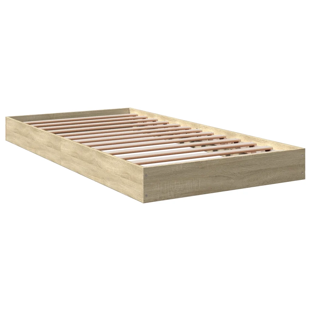 Letto singolo | Letto per adulti | Giroletto senza Materasso Rovere Sonoma 100x200cm in Truciolato