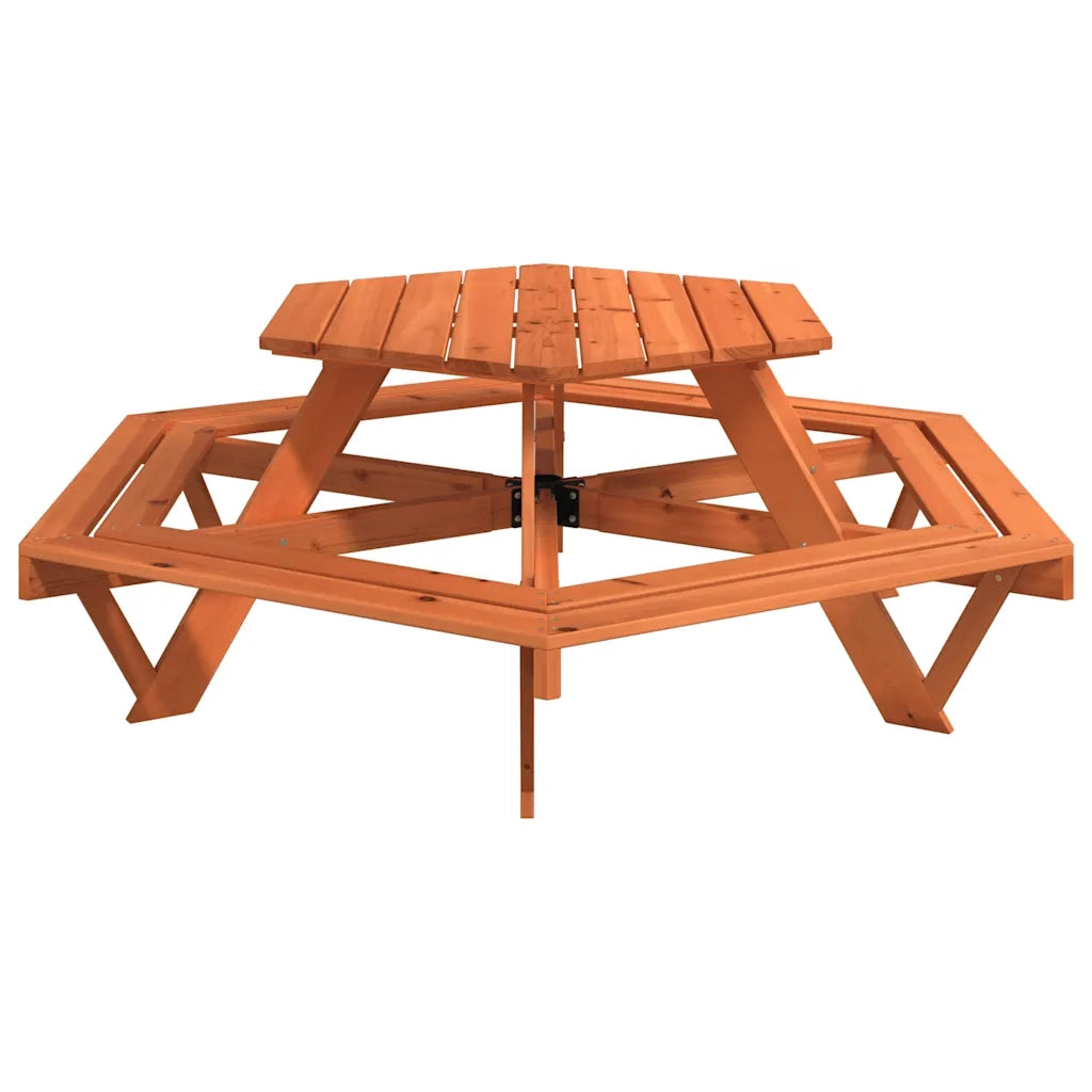 vidaXL Tavolo da Picnic per 6 Bambini con Panche Esagonale Legno Abete