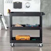 Carrello Porta Attrezzi a 3 Livelli 83x35,3x76 cm in Acciaio Nero