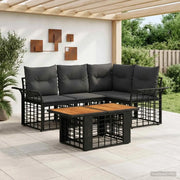 Set Divano da Giardino 5 pz Nero e Grigio scuro polyrattan 3437975