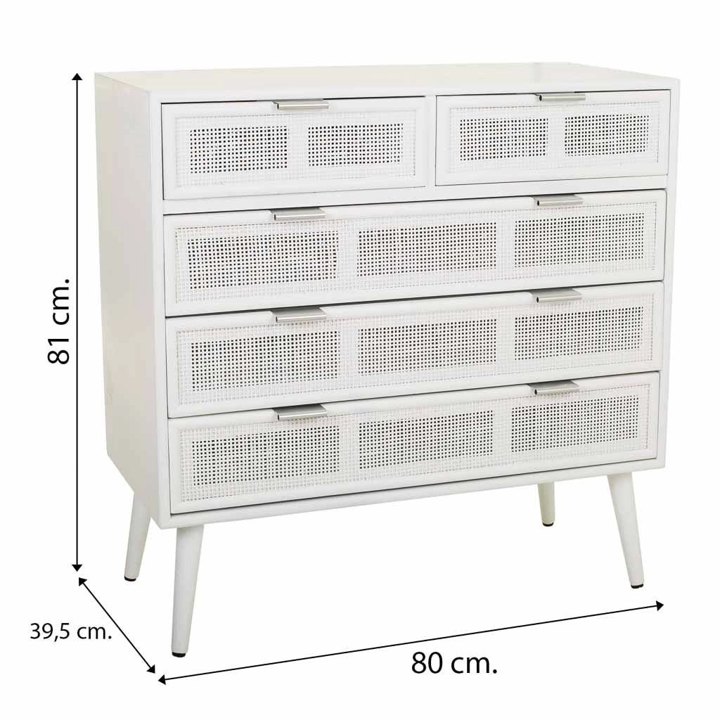 Cassettiera in legno e rete bianca 80x39,5x81h