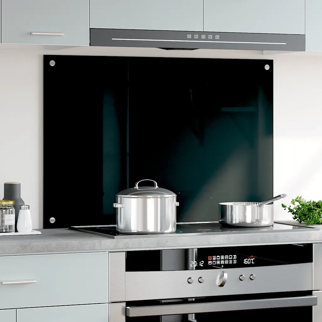 Paraschizzi per Cucina Nero 90x60 cm in Vetro Temperato 249489