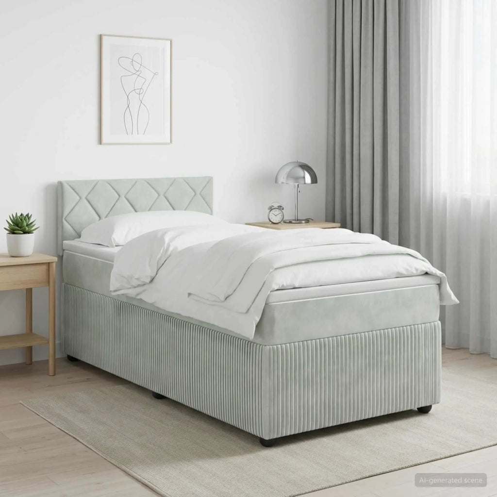 Letto box spring con materasso Grigio Chiaro 80 x 200 cm 3451571