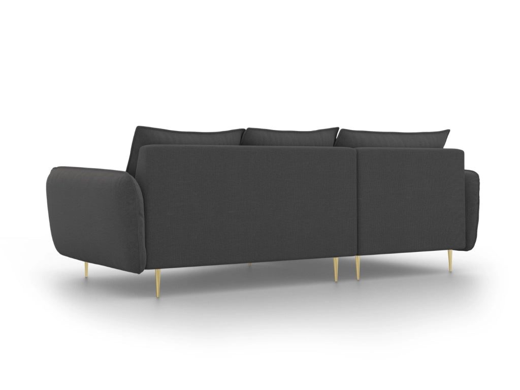 Cosmopolitan Design - Divano angolare sinistro "Vienna" 5 posti in tessuto strutturato grigio scuro 