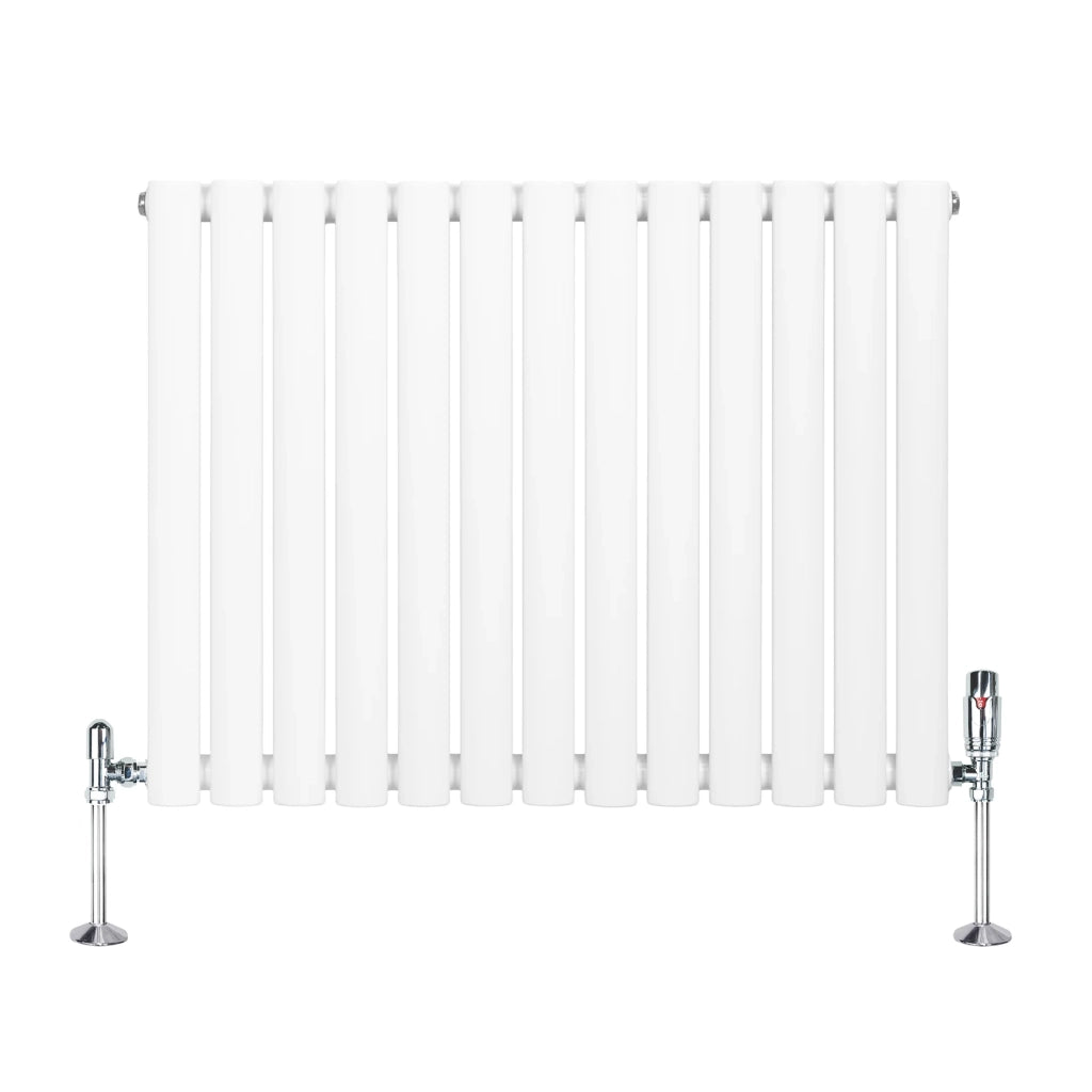 Radiatore Orizzontale Ovale 600x780mm Bianco con Valvole TRV